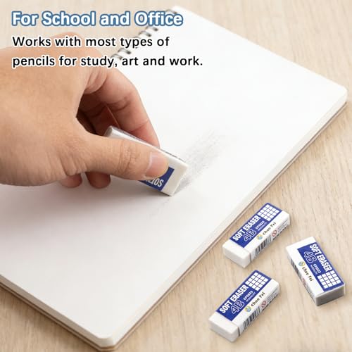 120 Pack White Erasers Bulk for Office, Office, Latex-Free Soft Erasers for Adult, Teachers as School Supplies