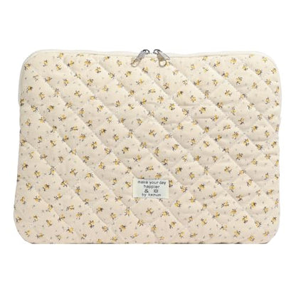 Cute Laptop Sleeve 13-15 inch Laptop Case Aesthetic Quilted Laptop Sleeve Computer Bag with Flower Printing for MacBook (Yellow, 13inch) - color: Yellow, size: 13inch