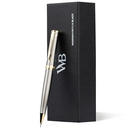 Wordsworth and Black Mechanical Pencil Graphite Lead- Stunning Luxury Metal Pencil, Silver Chrome 24K Gold Finish, 0.7mm Led, Best Gift Set for Men & Women, Professional Executive Office Pencils - color: Silver Gold