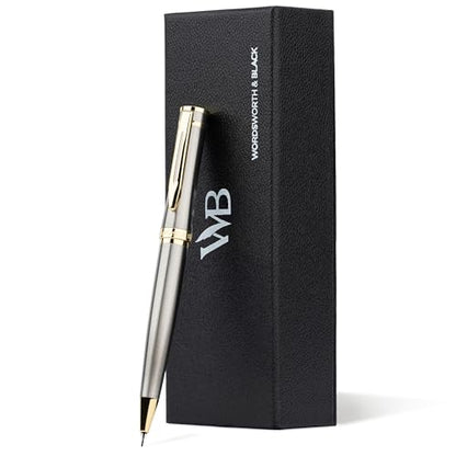 Wordsworth and Black Mechanical Pencil Graphite Lead- Stunning Luxury Metal Pencil, Silver Chrome 24K Gold Finish, 0.7mm Led, Best Gift Set for Men & Women, Professional Executive Office Pencils - color: Silver Gold