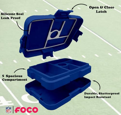 FOCO NFL Unisex-Adult Officially Licensed 2-Tone Big Logo Team Color Football Leak Proof 5 Compartment Bento Lunch Box - Los Angeles Rams - color: Los Angeles Rams