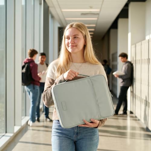 Sturdy 3 Ring Zipper Binder with Strap for School - Beautiful 1 Inch Zip Up Binder with 5-Tab Dividers Holds 420 Sheets, Books & Laptop - Easy to Carry Trapper Keeper Made of Premium Fabrics - color: Sage
