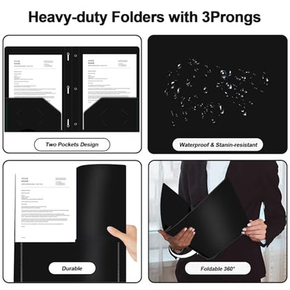 Two Pocket Folders with Prongs, LAYZZ 60 Pack Poly Plastic Folders, Heavy Duty Plastic Folders with Pockets and Prongs, Letter Size, for Offices and Schools (Black) - color: Black