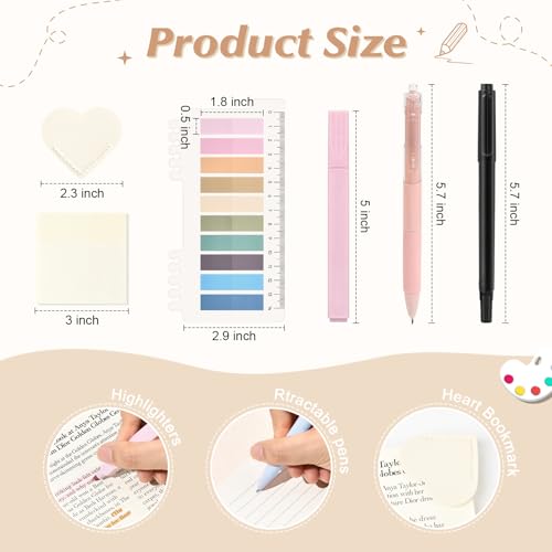 Aileam 22Pcs Book Annotation Kit Aesthetic Pencil Case with Supplies School Annotation Supplies Gel Pen Transparent Sticky Note Taking Bible Study College Stationery Supplie (Bear Cub Print) - color: Bear Cub Print