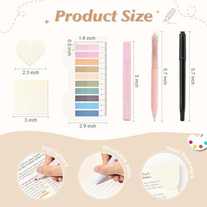 Aileam 22Pcs Book Annotation Kit Aesthetic Pencil Case with Supplies School Annotation Supplies Gel Pen Transparent Sticky Note Taking Bible Study College Stationery Supplie (Bear Cub Print) - color: Bear Cub Print