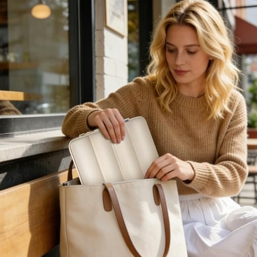 TECOOL Waterproof Puffy Laptop Case 15.6 Inch,Laptop Sleeve 15.6 Inch Compatible with 15.6" Lenovo Thinkpad Ideapad HP Dell ASUS Acer etc 15" Notebook Protective with Horizontal Pocket&Small Bag-Sand - color: Sand, size: 15-15.6 Inch
