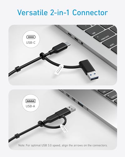 Anker USB C Hub, 8-in-1 5Gbps Data Hub, USB Splitter with 3 USBA and 4 USBC Ports, 100W PD-in, 2-in-1 USB-Connector, for Laptop, MacBook, iPad and More (45W Adapter Included)