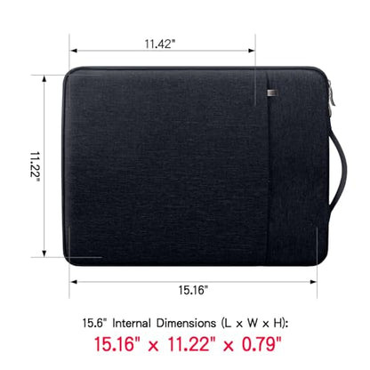 RAINYEAR 15.6 inch Laptop Sleeve Carrying Case with Handle & Pocket, Black | Protective Padded Polyester Laptop Sleeve Case Briefcase Compatible with 15.6 Inch Notebook Computer Chromebook - color: Black, size: 15.6"