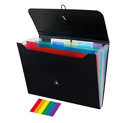 Expandable File Folders, Expanding Receipt Organizer, Accordion Folder File Folders, Important Document Organizer, Accordion Folder for Office/School/Home (Black Cover) - color: Black 7 Pockets