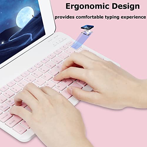 Bluetooth Wireless Keyboard and Mouse Combo,Ultra-Slim Ergonomic Small Rechargeable Bluetooth Keyboard Mouse Gift for Men Women Boy Girl Apple iPad iPhone Samsung Tablet Phone Android PC Computer Mac - color: Pink 1