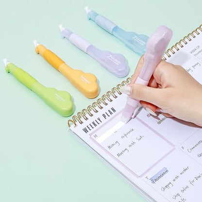 Temiary 4 Pack Correction Tape Pen, 0.27 in x 78.7 Ft White Smooth Pull Out Tape Pens for Writing, Tear Resistant Easy to Use Applicator for Instant Corrections School Office Supplies (Morandi)