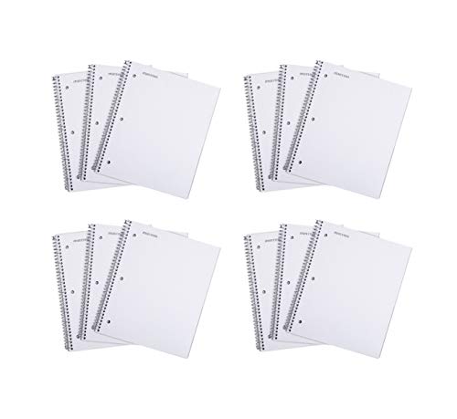 Mintra Office Durable Spiral Notebooks, 1 Subject, (White, College Ruled 12pk), 100 Sheets, Poly Pocket, Moisture Resistant Cover, School, Office, Business, Professional - color: White, size: College Ruled 12pk