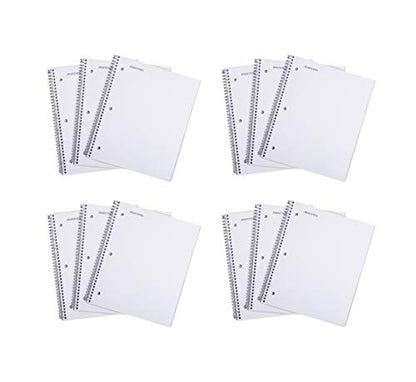 Mintra Office Durable Spiral Notebooks, 1 Subject, (White, College Ruled 12pk), 100 Sheets, Poly Pocket, Moisture Resistant Cover, School, Office, Business, Professional - color: White, size: College Ruled 12pk