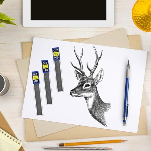 0.7mm HB Mechanical Pencil Lead Refills, 120 Pieces (10 Tubes x 12 Leads), Break-Resistant Polymer Graphite Refills, Smooth Writing Drawing Supplies for School & Office Use