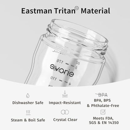 Evorie Tritan Weighted Straw Cup Baby Training Cup, Spill Proof, 7 Oz, 6M+ | BPA & BPS-Free, First learning cup, 360° drinking, Dishwasher safe, Durable Sippy Cup, Apricot - color: Apricot