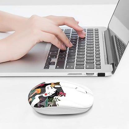 JUHOO Wireless Mouse with Nano Receiver for PC, Laptop, Notebook, Computer, MacBook, Less Noise, Portable Mobile Optical Mice - style: Forest Girl