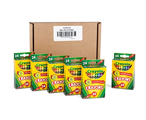 Crayola Crayons, Bulk School Supplies For Kids, 24 Count Crayon Box (Pack Of 6), Assorted Colors - size: 1 Count (Pack of 6), style: Set of 6 - Classic