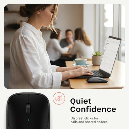 Satechi Slim EX Wireless Mouse, Multi-Device Bluetooth & 2.4GHz Connection for macOS, Windows, iPadOS, and Android, Quiet Clicks, Anodized Aluminum Shell, USB-C Rechargeable Battery, Space Black - color: Space Black