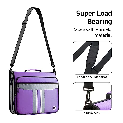 2-Inch 3 Rings Zipper Binder, Holds 15-Inch Laptop, Handle and Shoulder Strap Included, Purple - color: Purple