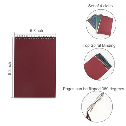 4 Pcs Top Bound Spiral Notebook,8.3 inch x 5.8 inch,60 Sheet,7mm College Ruled Paper,A5 Spiral Note Pads Memo Lined Notebook Journal for School and Office Supplies (4 Colors) - color: 4 Colors