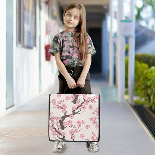 Peach Blossom Pink Zipper Binder Bag 3 Ring with Shoulder Strap Zippered Binder Fits 13 Inch Laptop File Folder Document Organizer for College Office Supplies - color: Peach Blossom Pink