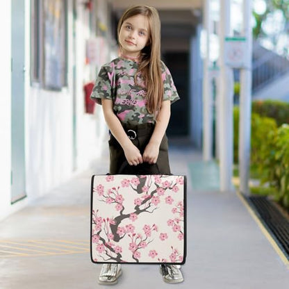 Peach Blossom Pink Zipper Binder Bag 3 Ring with Shoulder Strap Zippered Binder Fits 13 Inch Laptop File Folder Document Organizer for College Office Supplies - color: Peach Blossom Pink