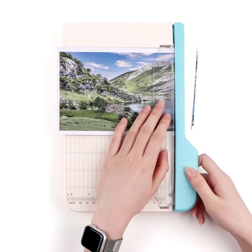 Guillotine Paper Trimmer, 9" Portable Precision Paper Cutter for Crafting Photos & Scrapbooking (Tissue/Felt/Cardstock) with Grid Alignment & Smudge Guard -Self-Sharpening Blade, Dual Measuring Scales - color: M: 6.25" X 9"