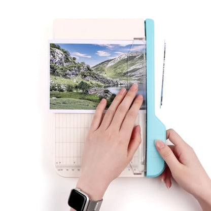 Guillotine Paper Trimmer, 9" Portable Precision Paper Cutter for Crafting Photos & Scrapbooking (Tissue/Felt/Cardstock) with Grid Alignment & Smudge Guard -Self-Sharpening Blade, Dual Measuring Scales - color: M: 6.25" X 9"