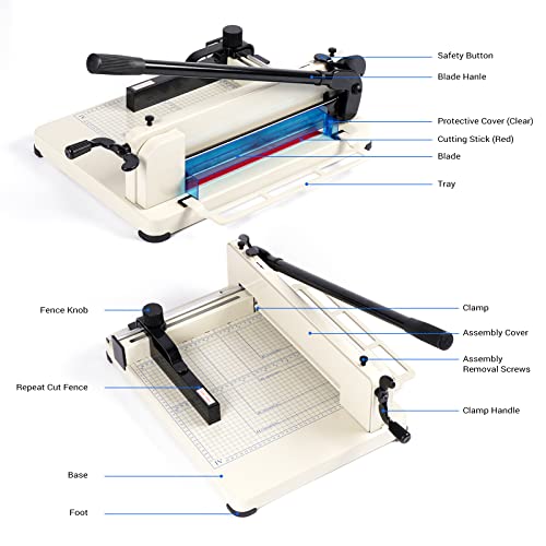 Heavy Duty Paper Cutter,12 inch Guillotine Paper Cutter,Guillotine Paper Cutters and Trimmers Cards Leather with Metal Base for Office Home School (White, a4) - color: White, size: a4