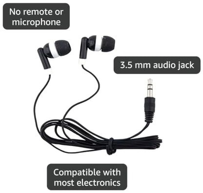 Wholesale Bulk Earbuds Headphones 100 Pack Individually Bagged Earphones for Schools, Classroom, Students, Libraries, Hospitals, Museums - color: Black, size: 100 Pack