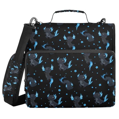 Cute Axolotls Binder Bag 3 Ring Zipper with Handle Shoulder Strap | for School Work Office Organizer Storage Case - color: Axos
