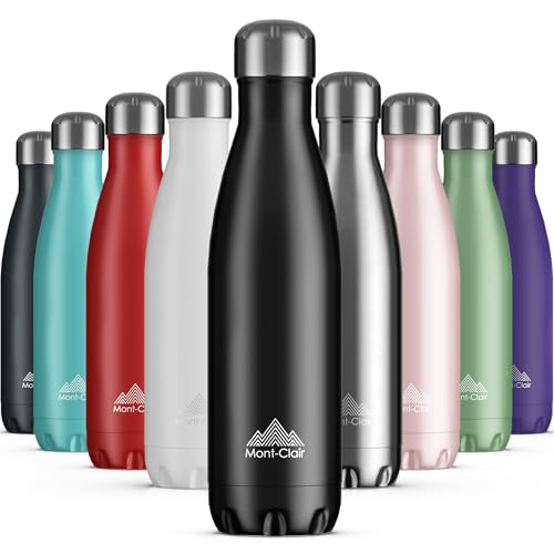 Mont-Clair Stainless Steel Water Bottle, Vacuum insulated - BPA Free, 12h Hot & 24h Cold Drinks, Metal Water Bottle 25 oz Leakproof, Ideal for Adult, Kids, Running - Black - color: Black, style: 25 Ounces