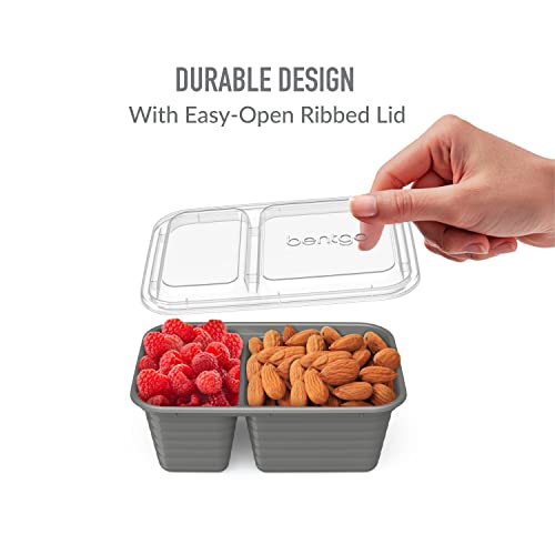 Bentgo Prep - 2-Compartment Snack Containers with Lids - Reusable, Microwaveable, Durable, PFAS & BPA-Free, Freezer and Dishwasher-Safe Meal Prep Food Storage - 10 Trays & 10 Lids (Pewter) - color: Pewter