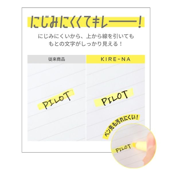 PILOT KIRE-NA Highlighter Set, Pastel 5 Colors, Chisel and Fine Tip, Quick-Dry Pigment Ink, SKIW-1-5C2 - color: Set of 5 pails