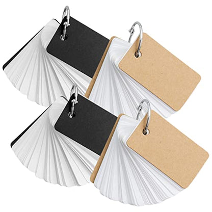 Operitacx 4Pcs Binding Ring Blank Cards Thick Memo Card Notepads Kraft Cover Portable for Students and Learning Activities - size: 7.00X4.00X3.00CM