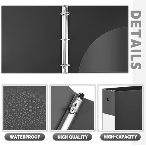 Henoyso 36 Pcs Black 1.5 Inch 3 Ring Plastic Binder Bulk, 1 1/2 Inch Soft Flexible Binders Three Round Rings Fit 8.5x11 Papers for School Office Home File Organization Supplies - color: Black