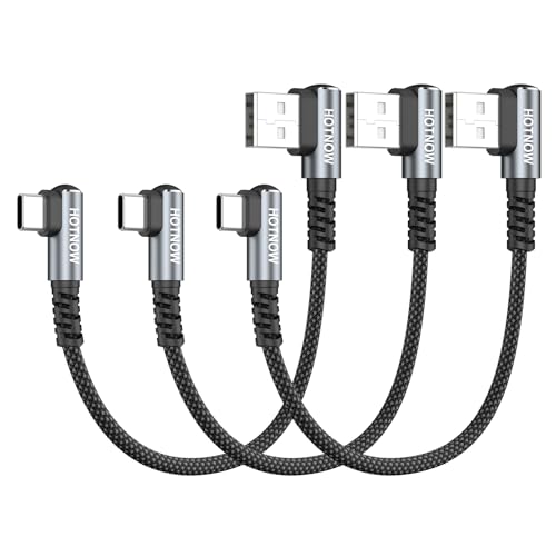 Short USB to USB C Cable Right Angle [3Pack 0.5ft] USB A to USB C 90 Degree Type C Fast Charging Cord Compatible with iPhone 17 16 15, Samsung Galaxy S10 S9 S8 Plus Note 9 8 and Type c Devices - color: Black+Grey, size: 0.5FT