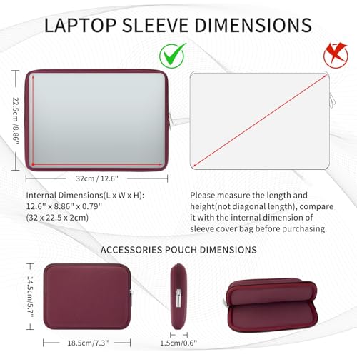 RAINYEAR 13 Inch Laptop Sleeve Case with Accessories Pouch, Compatible with 13.3" MacBook Air/Pro M1 M2 M3 M4 M5 A3449 A3240 A3113 A2681 A2338 (Red, Upgraded Version) - color: Red(upgraded Version), size: 13"