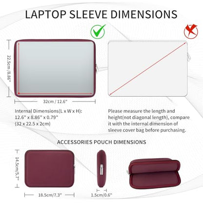 RAINYEAR 13 Inch Laptop Sleeve Case with Accessories Pouch, Compatible with 13.3" MacBook Air/Pro M1 M2 M3 M4 M5 A3449 A3240 A3113 A2681 A2338 (Red, Upgraded Version) - color: Red(upgraded Version), size: 13"
