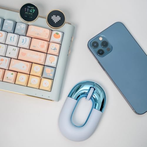 Travel Mouse Blue Wireless Mouse for Laptop. Bluetooth Silent Mouse | Rechargeable Portable Cute Donut Mice Dual Mode & 2.4G, 1200 DPI for Mac, iPad, PC - color: Blue