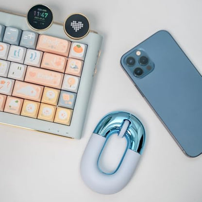 Travel Mouse Blue Wireless Mouse for Laptop. Bluetooth Silent Mouse | Rechargeable Portable Cute Donut Mice Dual Mode & 2.4G, 1200 DPI for Mac, iPad, PC - color: Blue