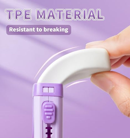 4+1 Pack Rubber Erasers Sliding Retractable Eraser, Large White Erasers for School Office Art Drawing Pencil Eraser for Kids- Purple - color: Purple