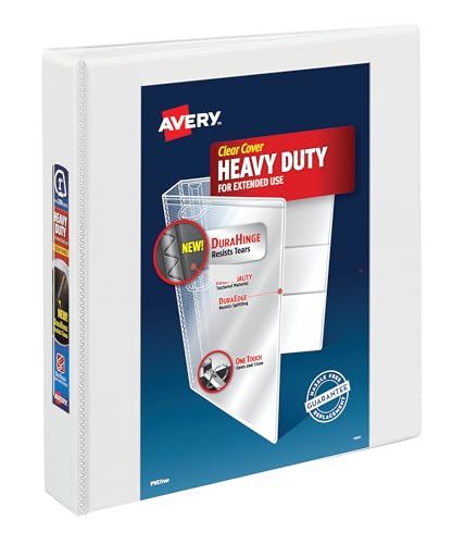 Avery Heavy-Duty View 3 Ring Binder, 1.5" One Touch EZD Rings, 1 White Binder (79195) - size: 1.5"