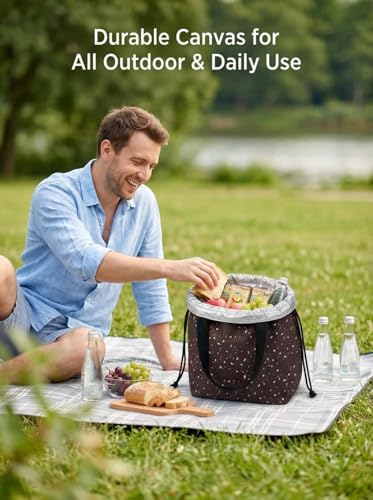 Double-Handle Lunch Bag, Insulated Waterproof Reusable Tote for Women/Students, Fits 2 Bento Boxes + Water Bottle - Ideal for School/Office/Picnic(Starry Night Black) - color: Starry Night Black