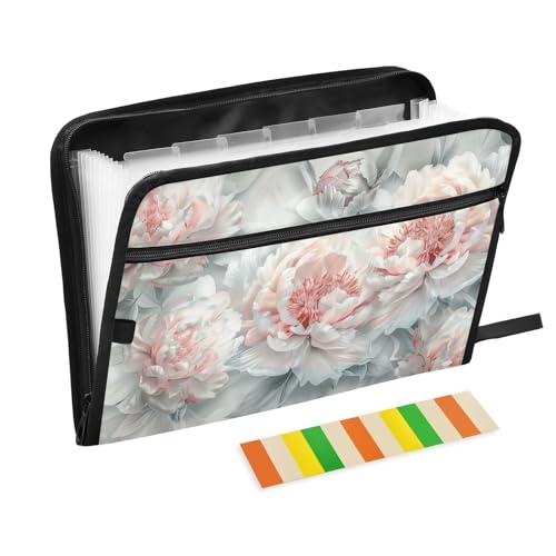 Pink Flower Printing Expanding File Folder Accordion File Organizer 13 Pockets Document Organizer Letter Size Organized File Folders for Classroom Home Office and Travel - color: Pink Flower