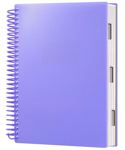 Yoment B5 Spiral Notebook, 4 Subject Wide Ruled Journal, 120 Sheets | Purple design with organized sections, graph and blank pages offers flexible note-taking for work, school, office daily use. - color: Purple, size: 8"x10"(B5)
