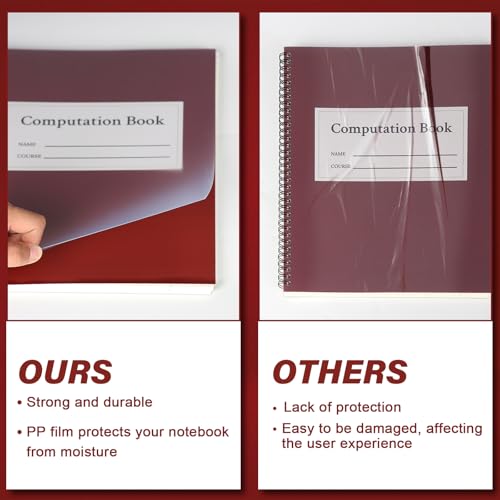3 Pack Computation Notebook Spiral 4 X 4 Quad National Graph Paper 9 1/4" x 11 3/4" Math Composition Book Engineering Grid Notebook Red 76 sheets with Eye-ease Paper Waterproof Cover for Science