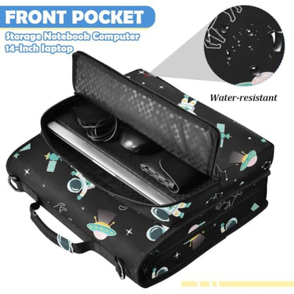 Astronaut Space Zipper Binder Bag 3 Ring Binders Organizer for Office | Large Capacity School Binders for Girls Boys Women Kids Men, Multi-Pocket Organizer Case with Strap for Students