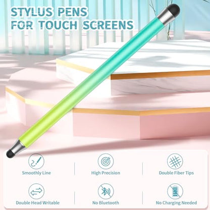 Stylus (8Pcs), 2 in 1 Stylus Pen for Touchscreen, High Precision and Sensitivity Double Rubber Tips, Compatible with iPad/iPhone/Samsung/Android Tablets and Other Capacitive Touch Screen (Black) - color: Black