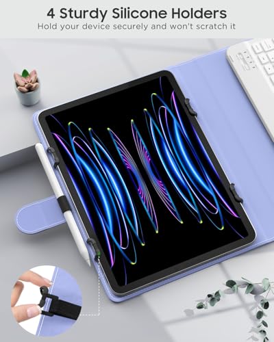 MoKo Universal Tablet Case with QWERTY Keyboard for 9",9.7",10.1",10.2",10.4",10.5",10.9" Tablet, with Removable Wireless Bluetooth Keyboard&Pen Holder for iPad, Samsung, Fire, Pixel, Other, Lavender - color: Lavender